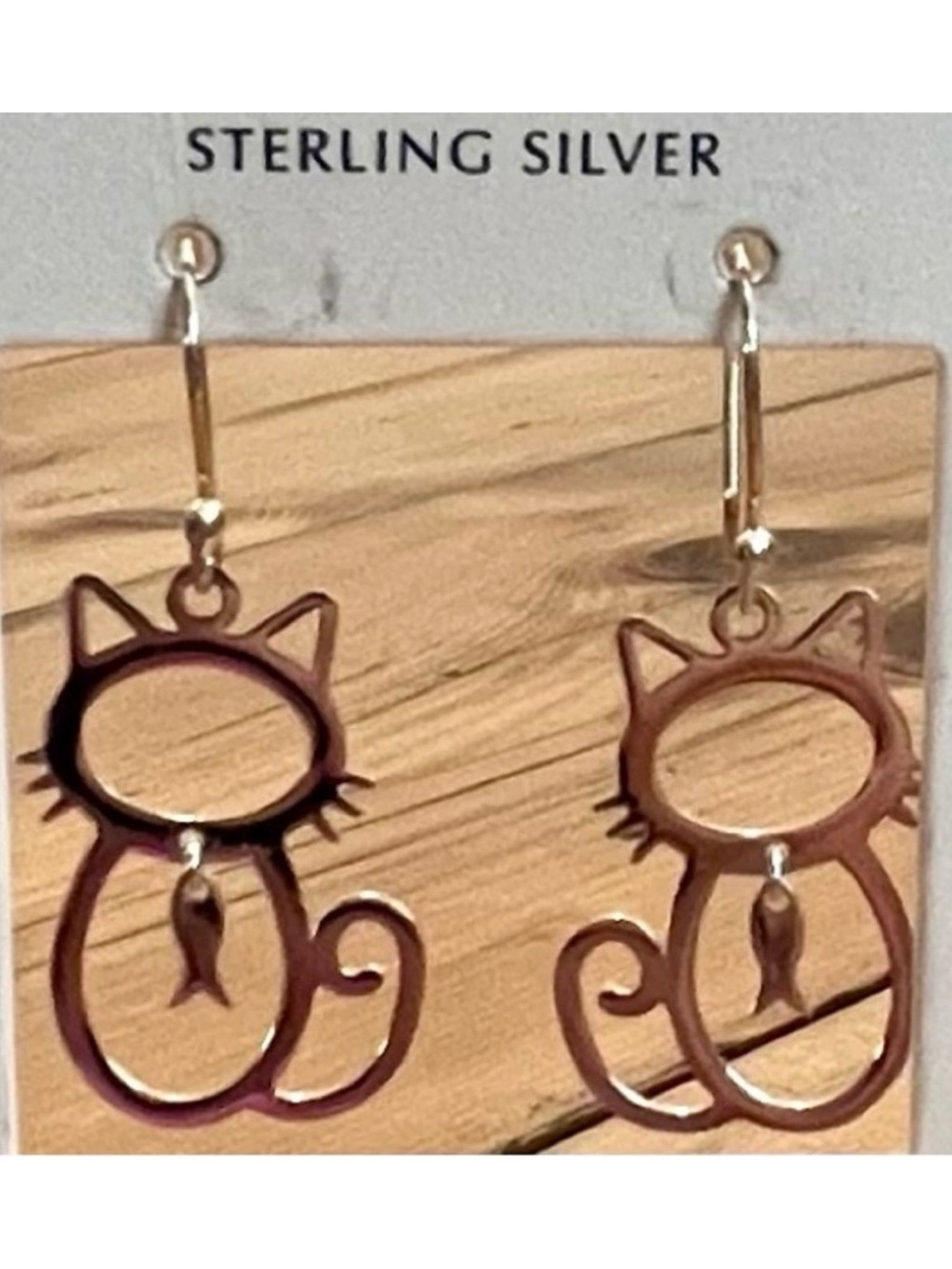 NWT - SEED & SAGE Sterling Silver Cat & Fish Earrings
